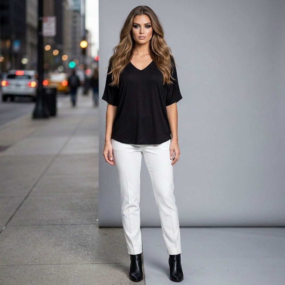 Maurices Top Women M Black Relaxed Casual Office Stretch Minimalist T Shirt‎